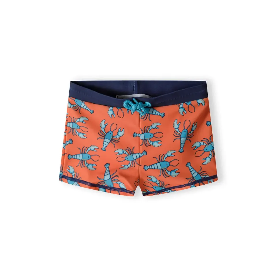 Minoti 42121 badeshorts til drenge orange med hummer