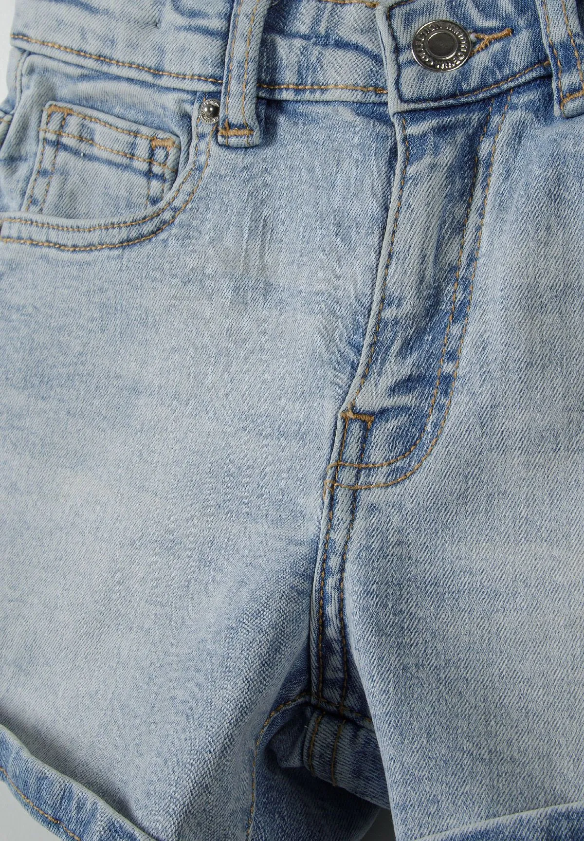 Minoti 42726 denimshorts lyseblå høj talje pige