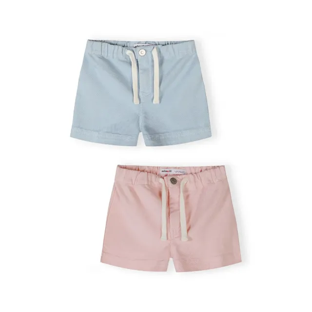 Minoti shorts 2-pak lyseblå rosa twill piger