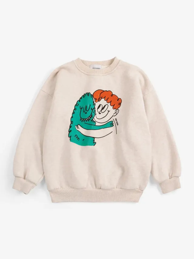 Bobo Choses Hug Hairy Monster sweatshirt beige bomuld