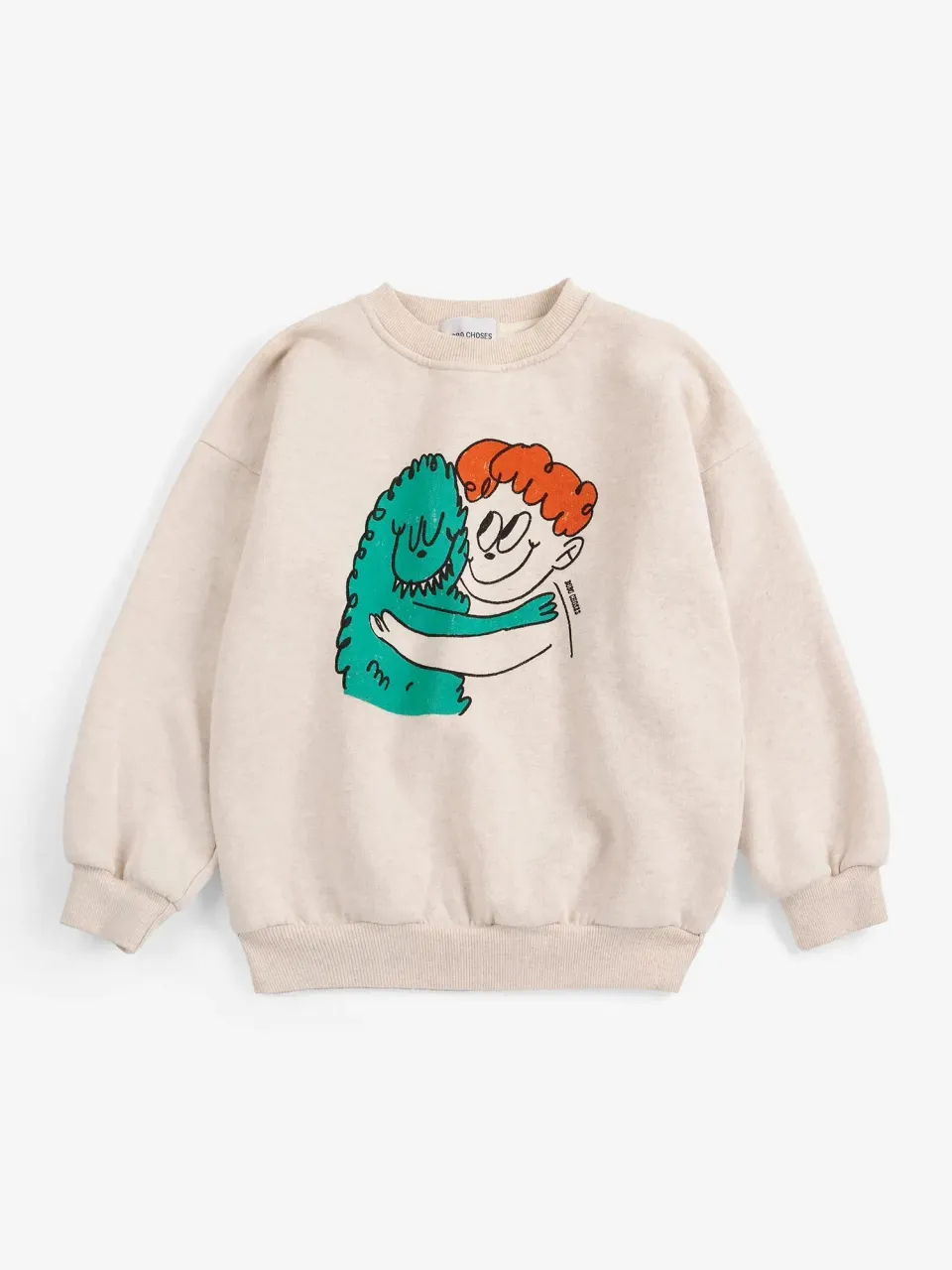 Bobo Choses Hug Hairy Monster sweatshirt beige bomuld