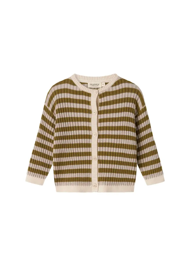 MarMar Tob strikcardigan Cashew Mel Stripe økologisk bomuld