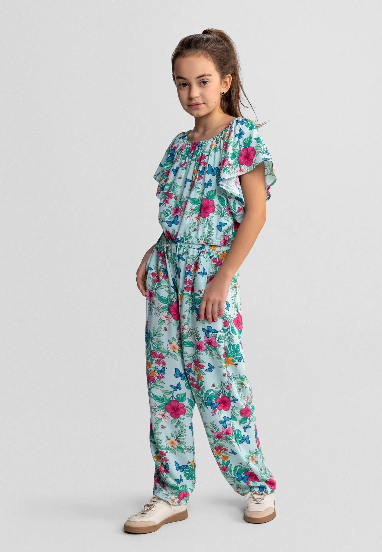 Minoti 44661 sæt mint viskose blomster