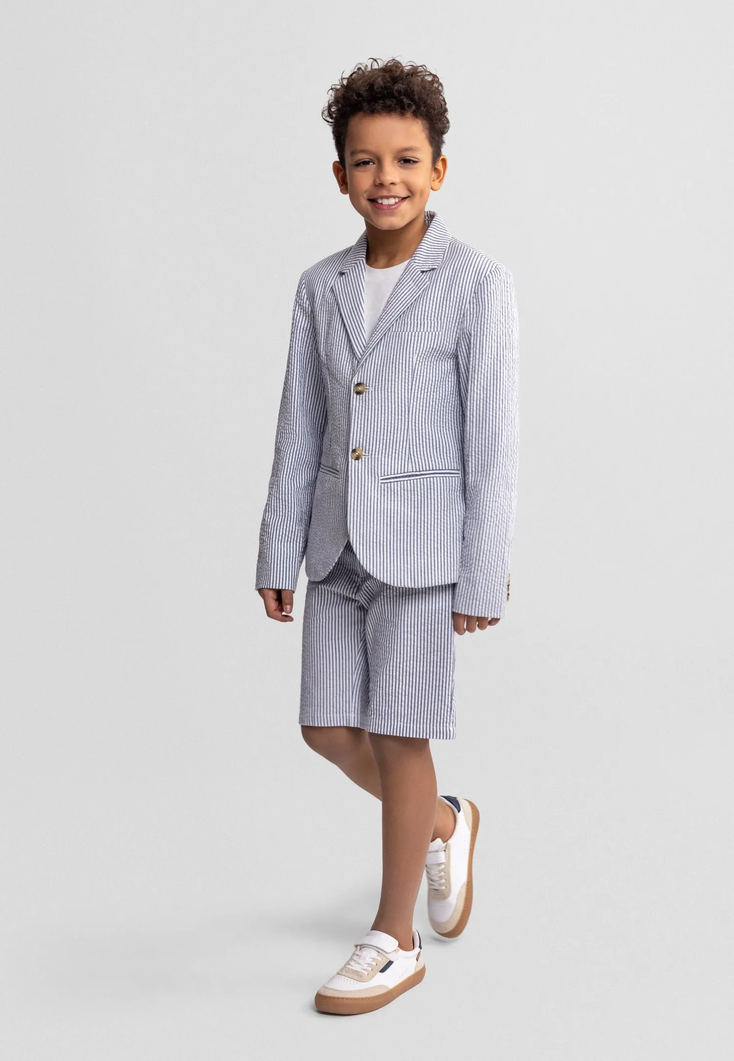 Minoti 44618 blazer mørkeblå stribet strækbar