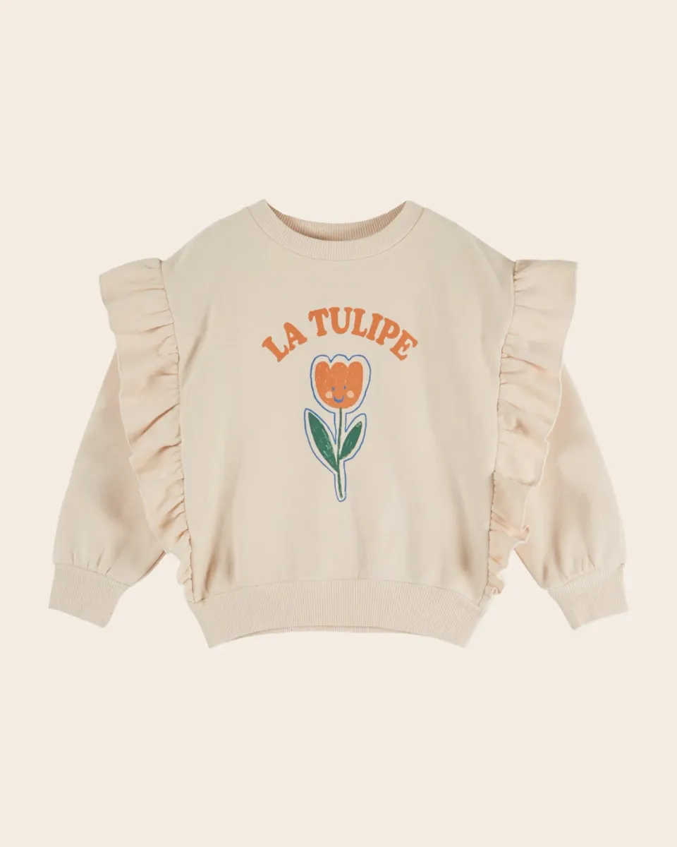 Emile et Ida Volanté Tulipe sweatshirt beige økologisk