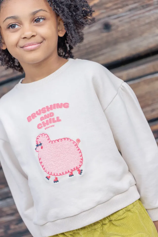 Bonton Lys sweatshirt ecru får brushing pige