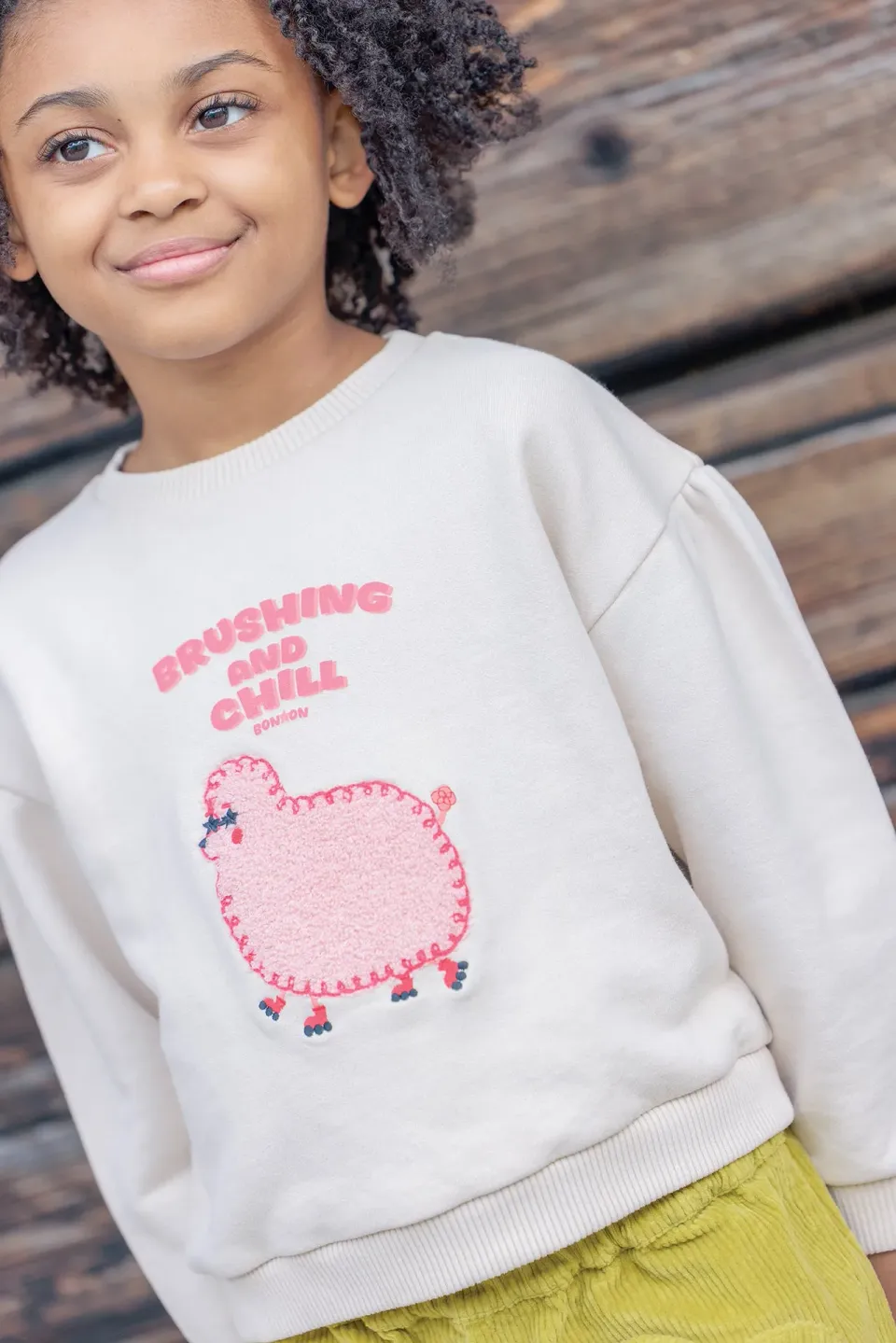 Bonton Lys sweatshirt ecru får brushing pige