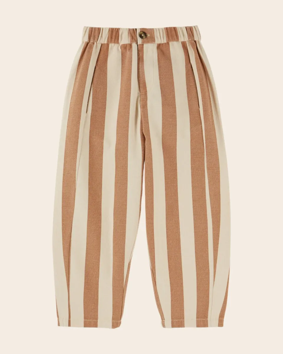 Emile et Ida Rayé bukser beige stribet bomuld