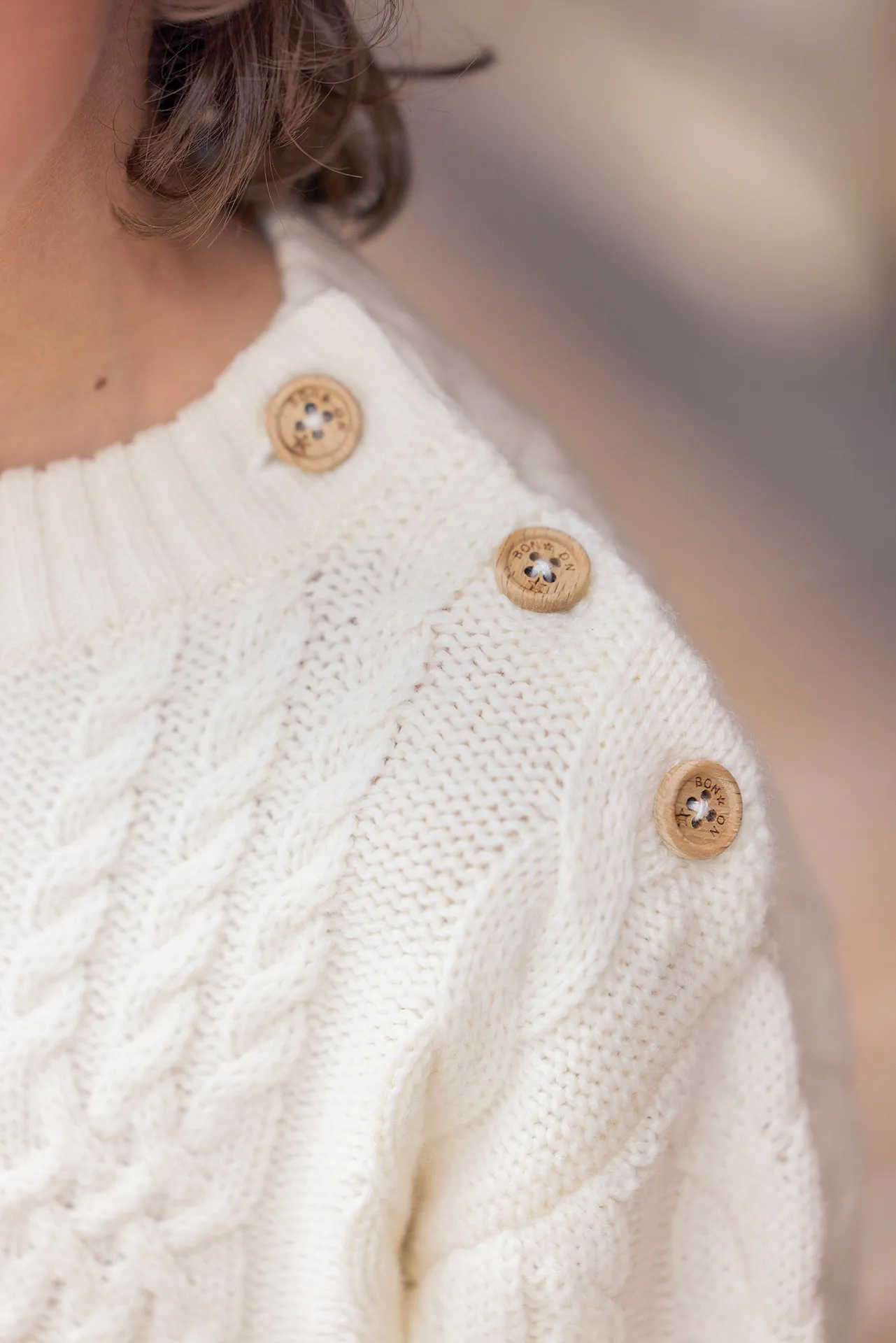 Bonton Maylon sweater mouton strik ecru 4-14 år