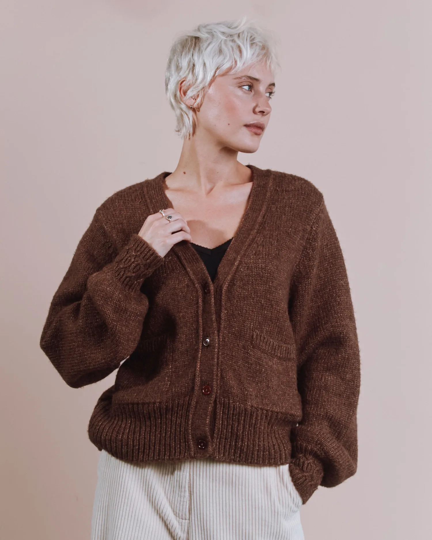 Emile et Ida Ecora cardigan brun merinould