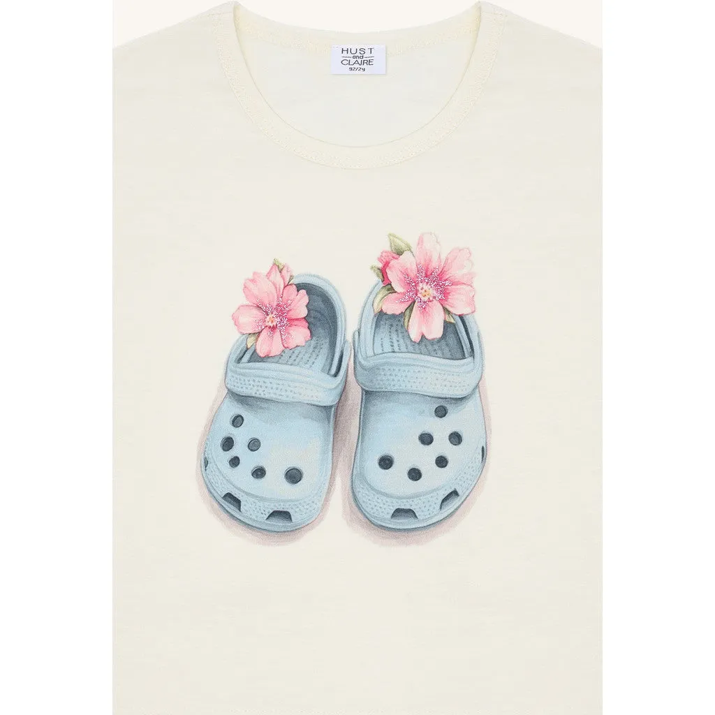 Hust & Claire HCAlma kortaermet t-shirt ivory bomuld