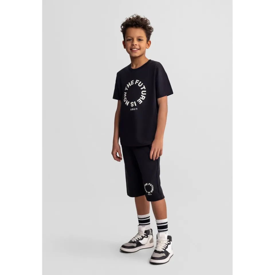 Minoti 44793 saet T-shirt shorts sort bomuld