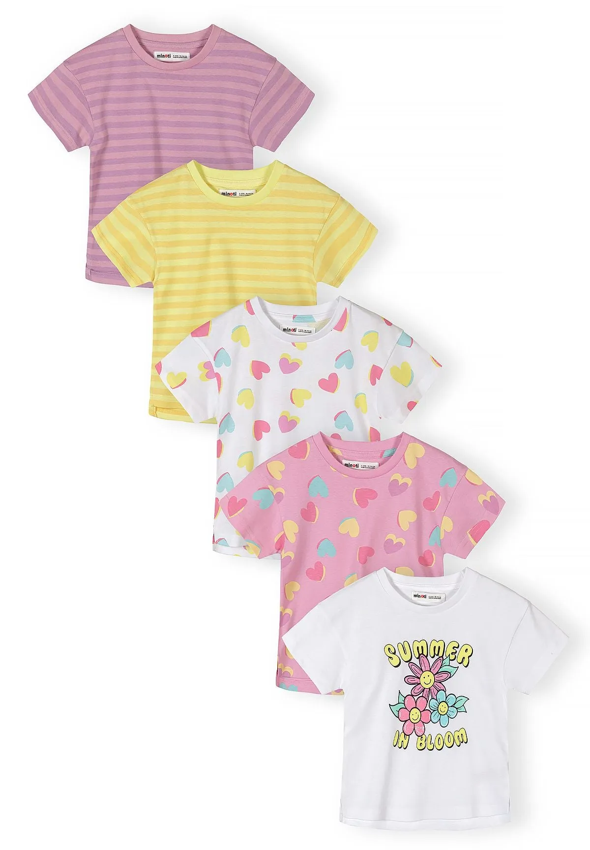 Minoti 44812 t-shirts til piger 5-pak lilla bomuld