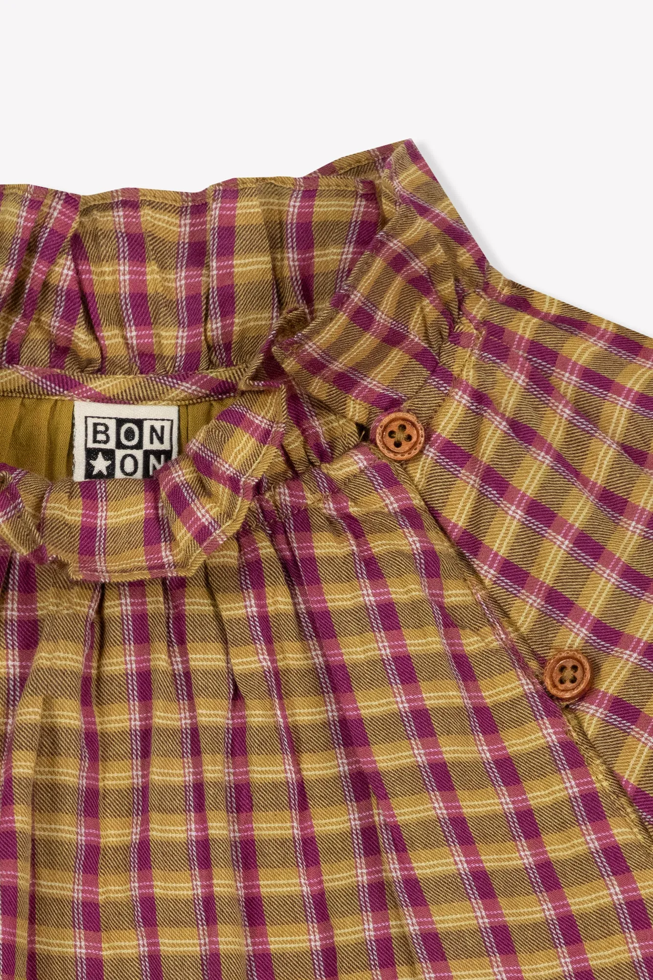 Bonton Pomme bluse ternet bomuld flæsekrave