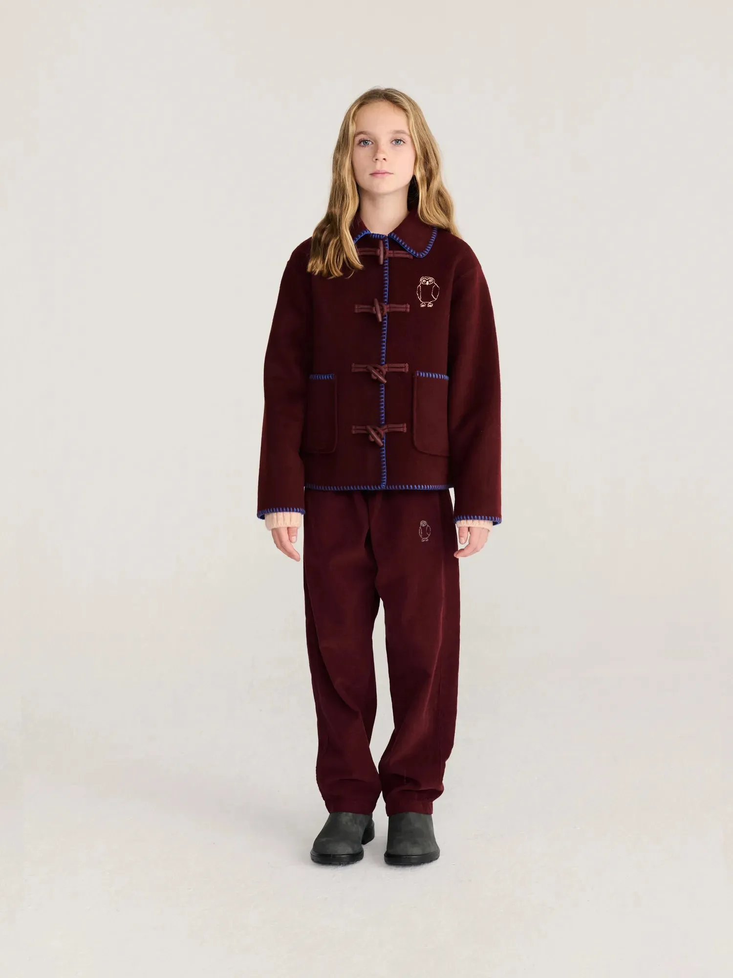 Bobo Choses Curious Owl frakke bordeaux uld 4-5 år