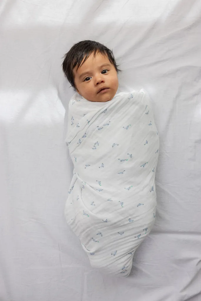 MarMar Swaddle Dolphin svøb 100x100 økologisk