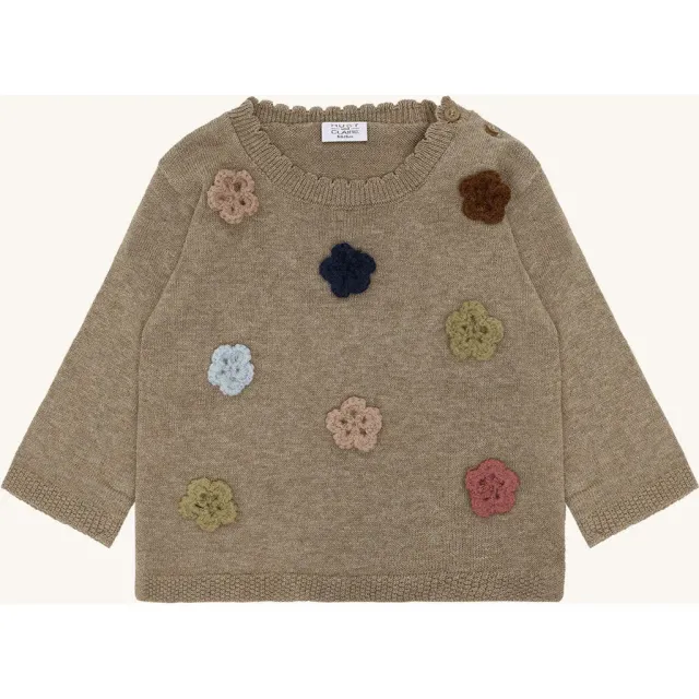 Hust & Claire Pusle Flower pullover Biscuit økologisk