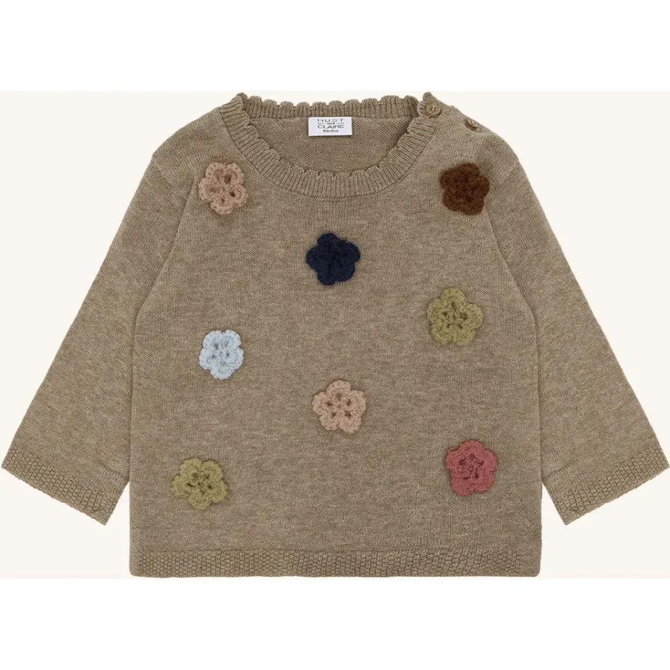 Hust & Claire Pusle Flower pullover Biscuit økologisk