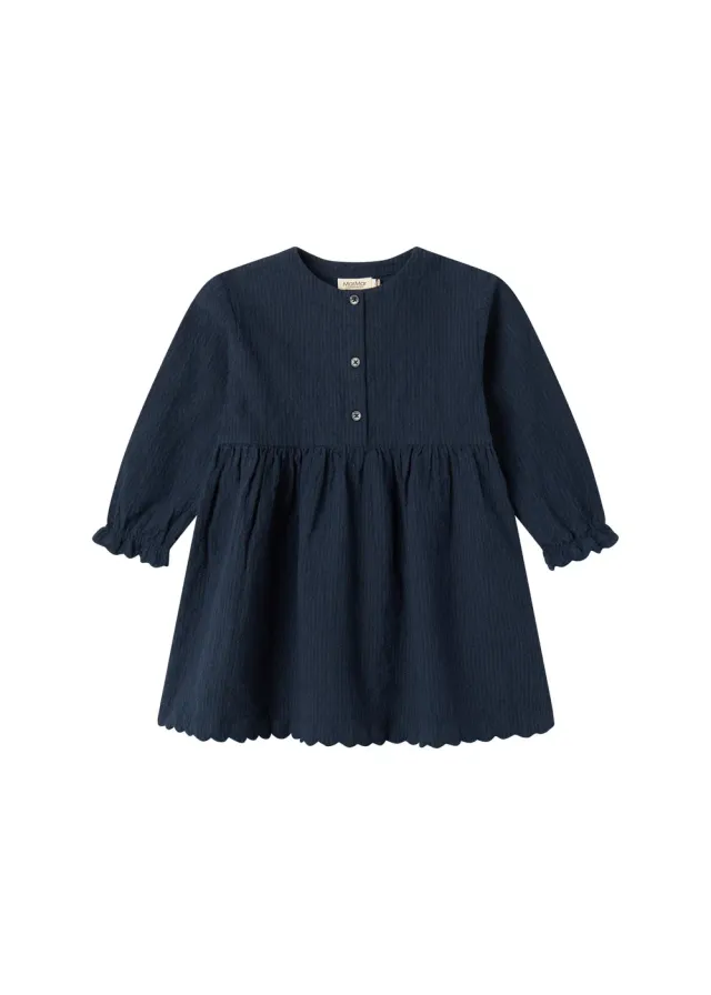 MarMar Dagmara Scallop kjole Dark Blue Stripe