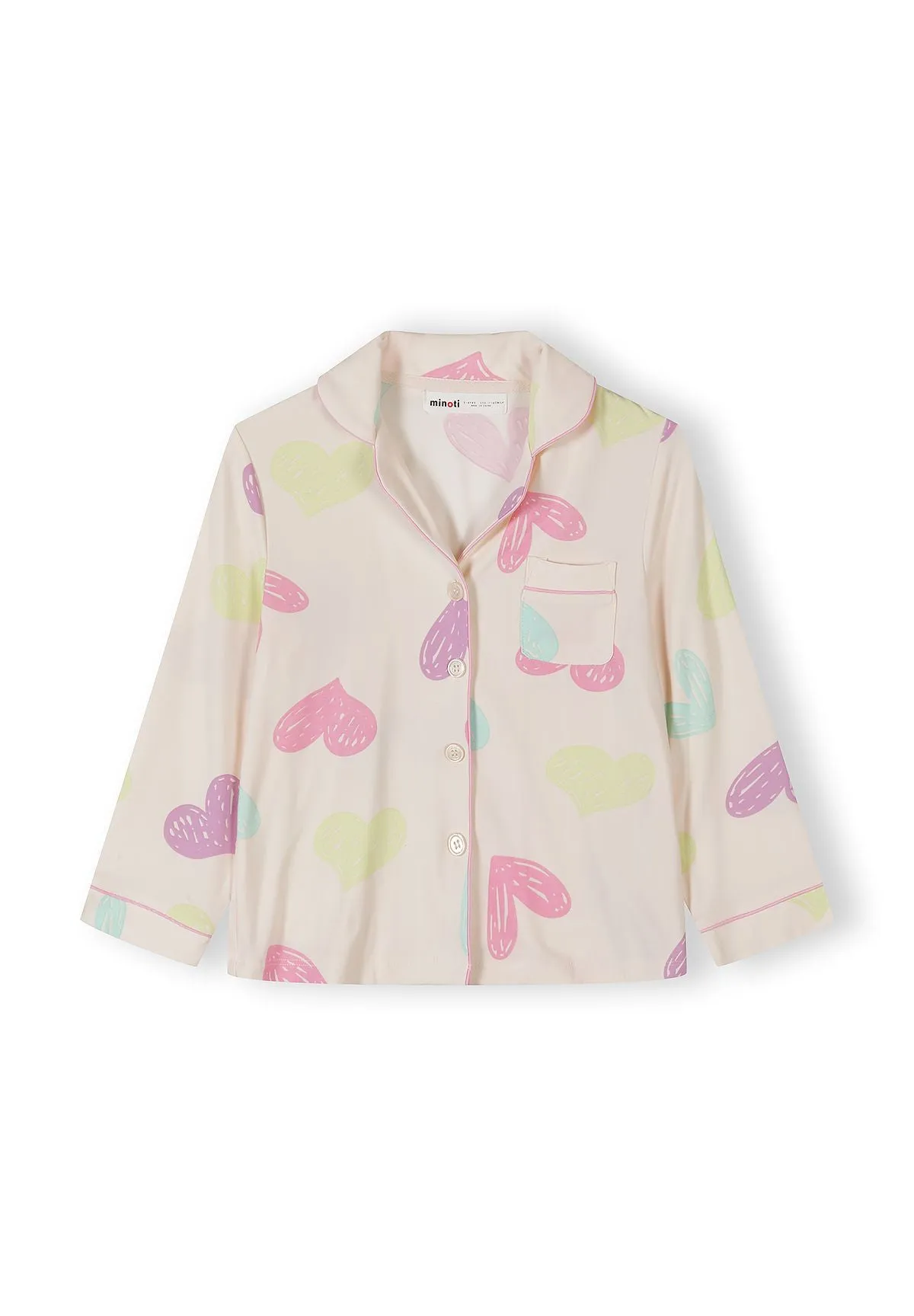 Minoti 44904 pyjamas creme hjerteprint