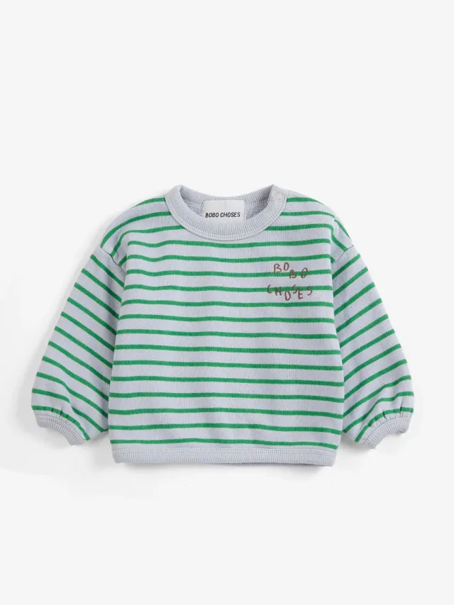 Bobo Choses All About Monsters stripes sweatshirt lysegrå