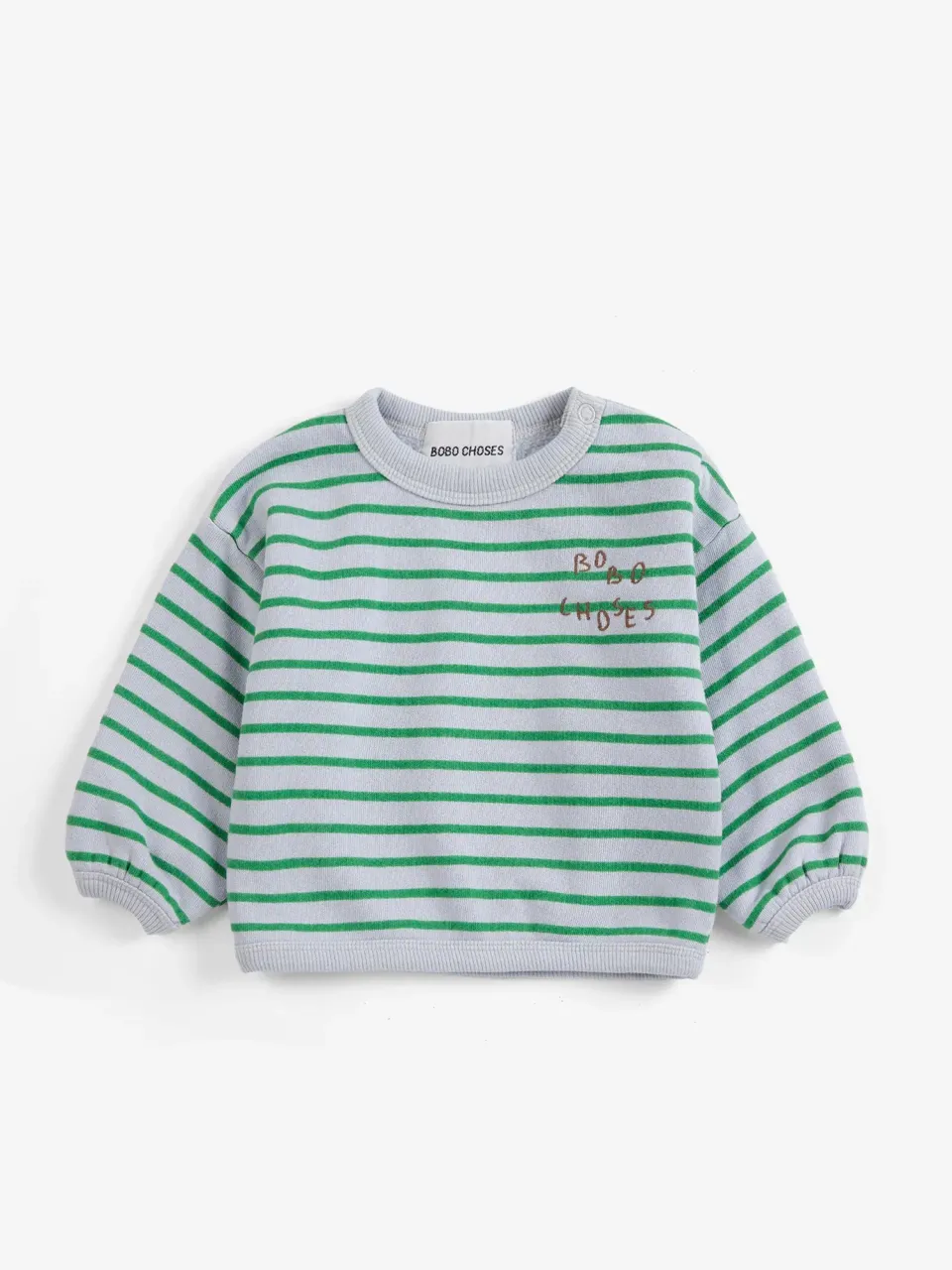 Bobo Choses All About Monsters stripes sweatshirt lysegrå