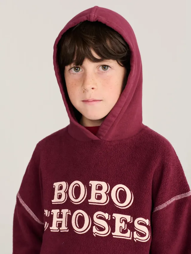 Bobo Choses Embossed hættetrøje bordeaux 6-7Y økologisk