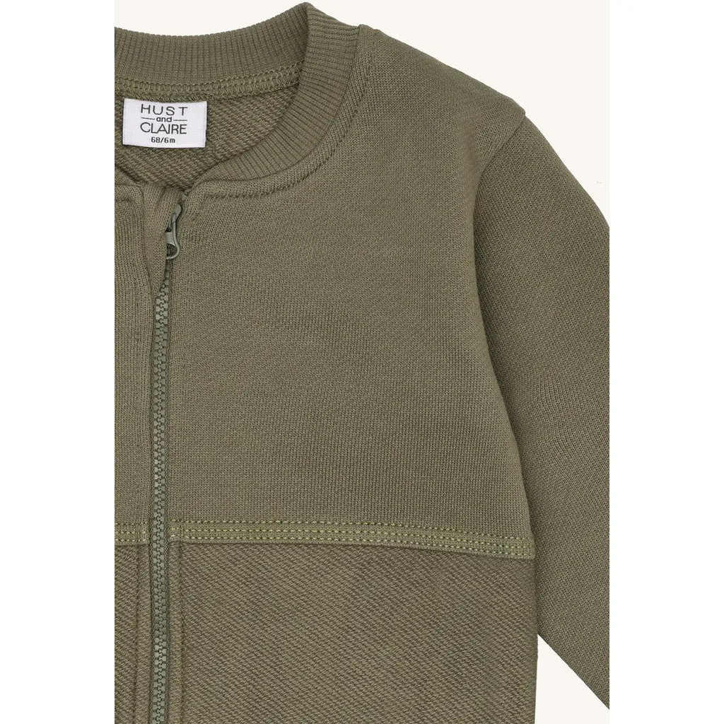 Hust & Claire Sofus Zip Cross Terry sweatshirt Turtle økologisk bomuld