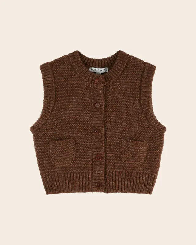 Emile et Ida Chataigne vest brun merinould børn