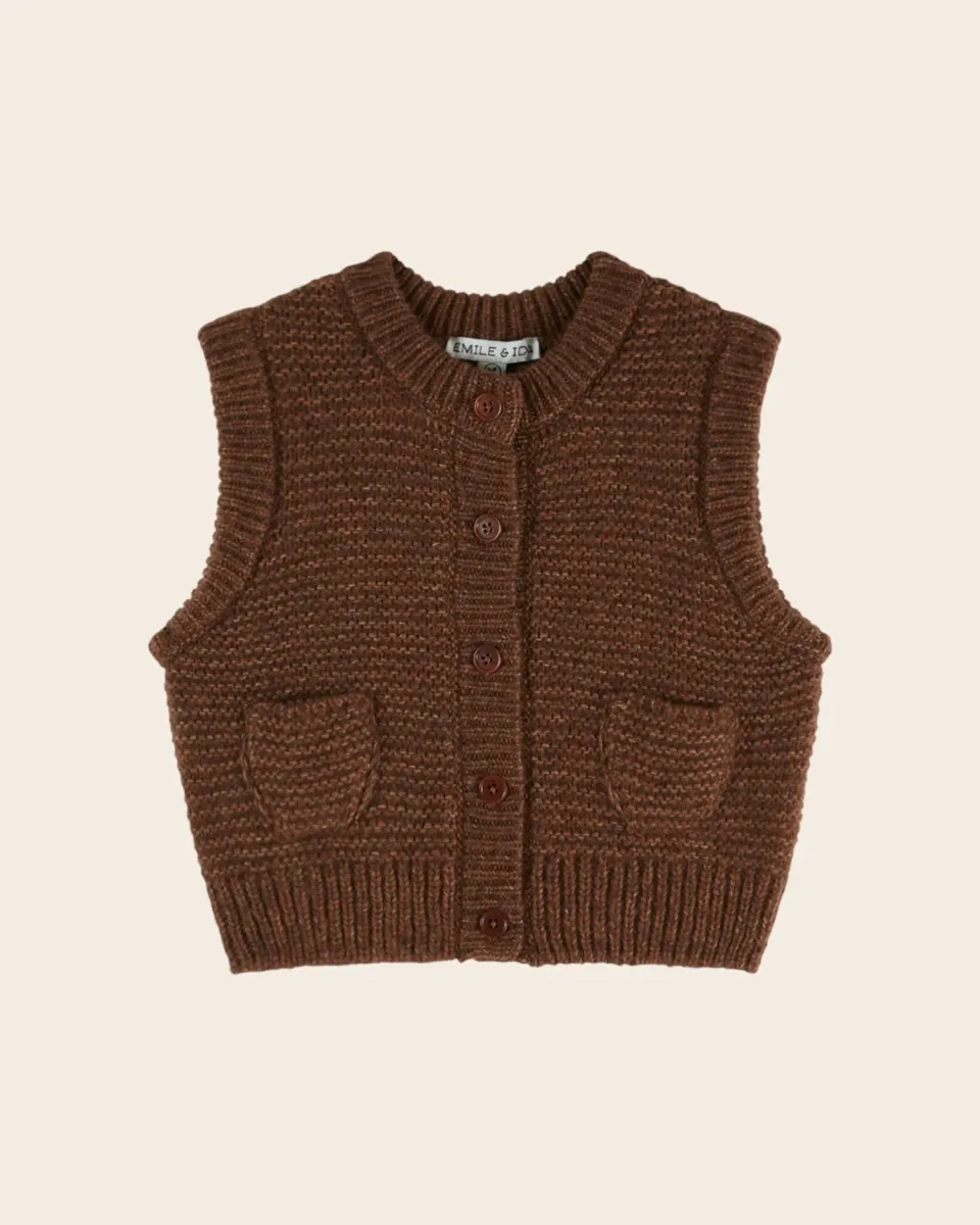 Emile et Ida Chataigne vest brun merinould børn
