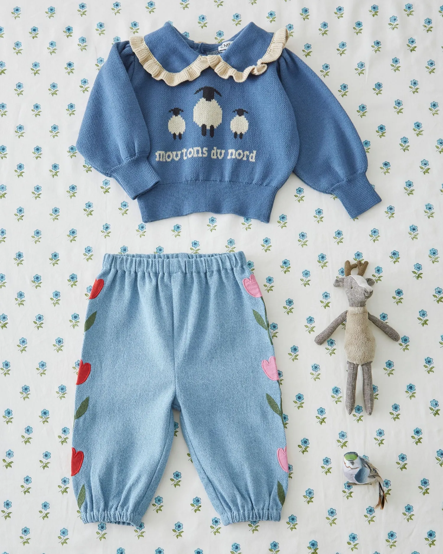 Emile et Ida babybukser denim lyseblå tulipan