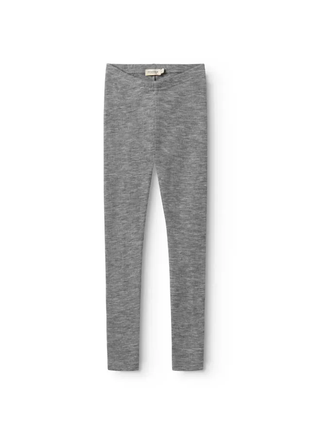 MarMar Leg Uld Rib Leggings Grey Melange
