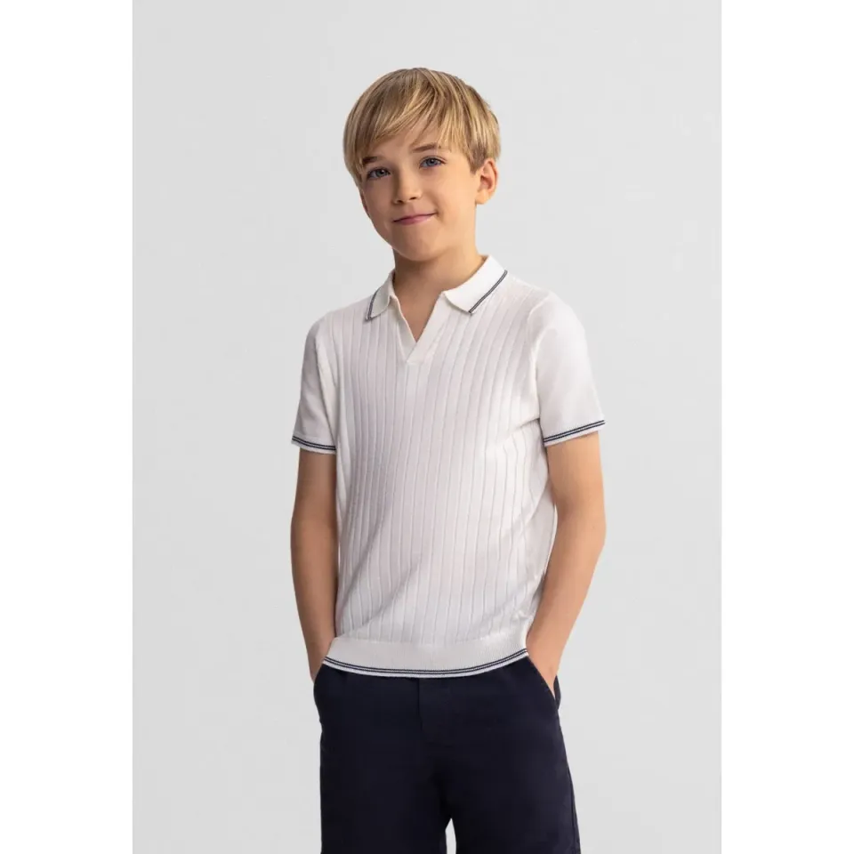 Minoti 44728 strik polo creme drenge