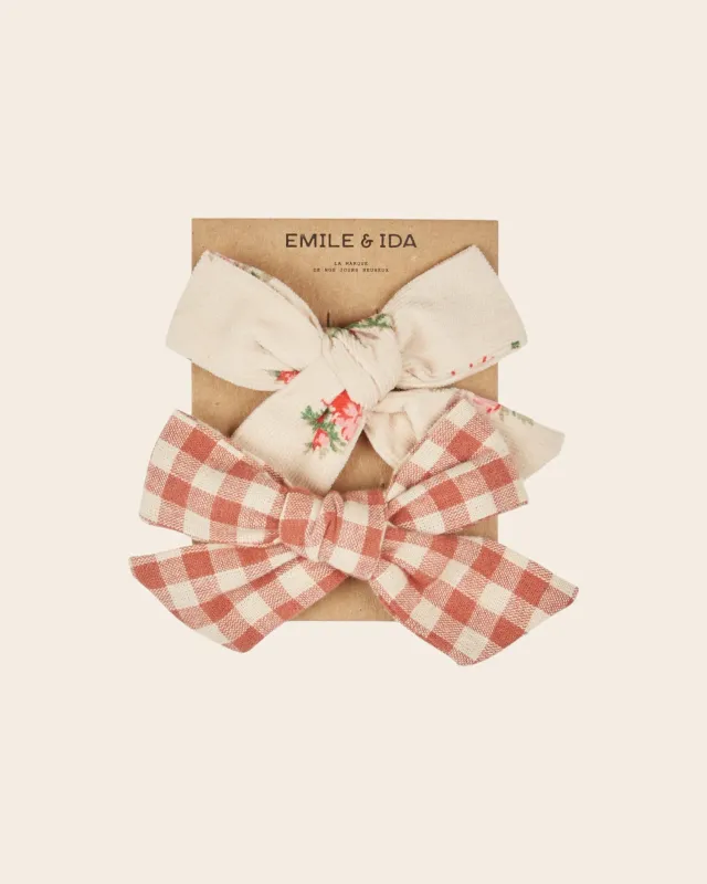 Emile et Ida Noeud hårspænder 2-pak terracotta bomuld
