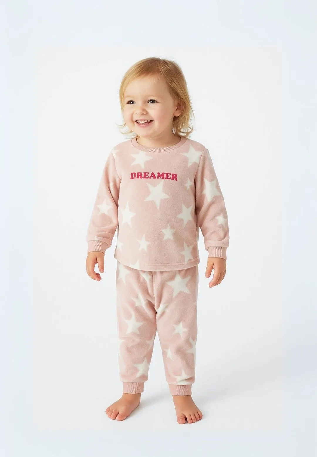 Minoti 41559 pyjamas fleece rosa stjerner