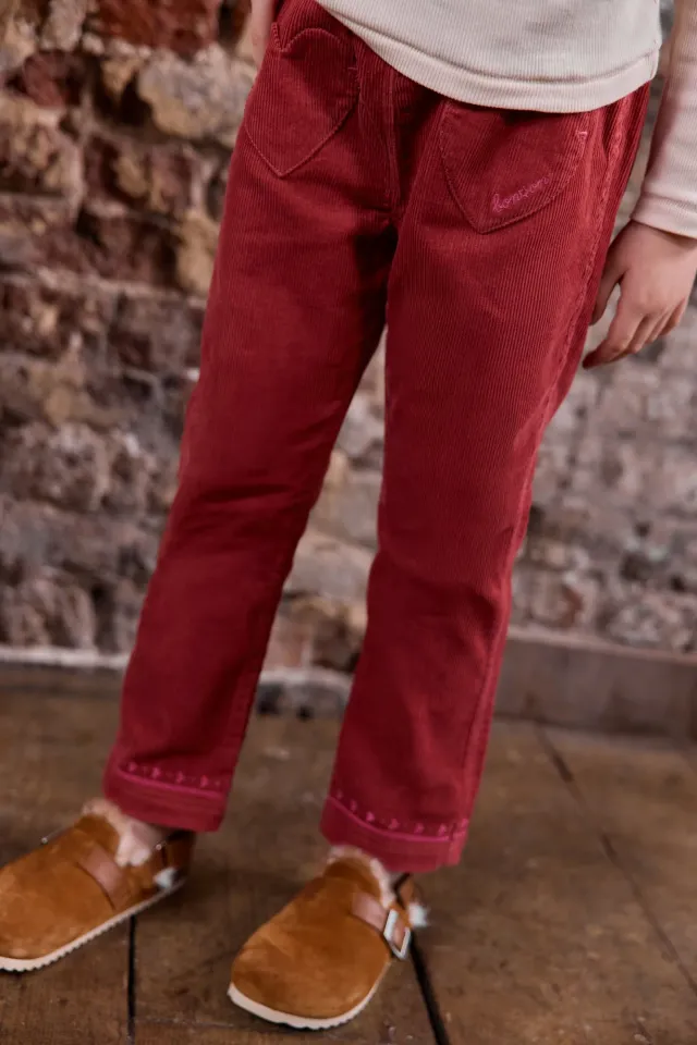 Bonton Duck bukser rosa velour 2A