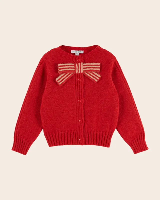 Emile et Ida Noeud rouge cardigan rød mohairuld