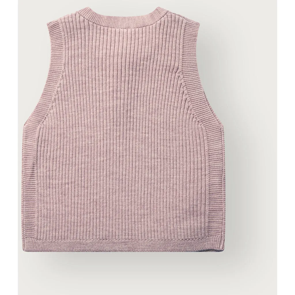 Hust & Claire HCEdi Wool Rib strikvest Heather uld