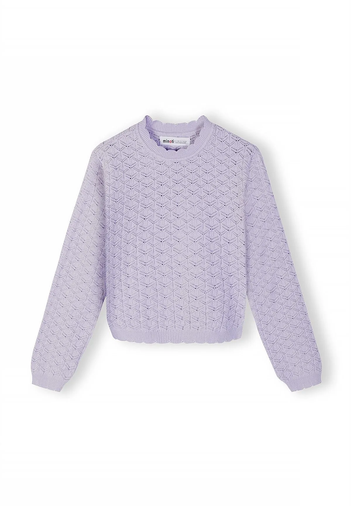 Minoti 44720 pullover lilla rudemønster pige pointelle