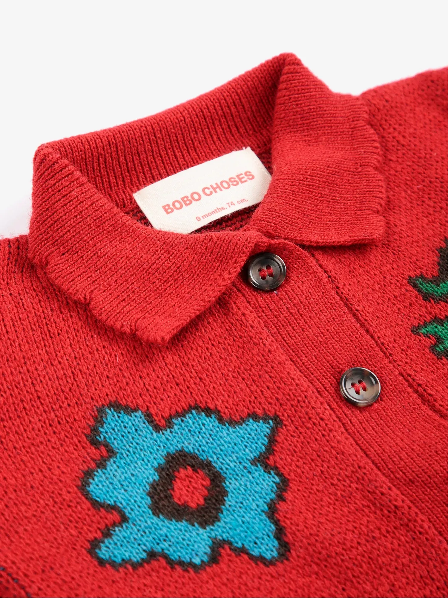 Bobo Choses Blossom cardigan rød 3M-24M uldblanding
