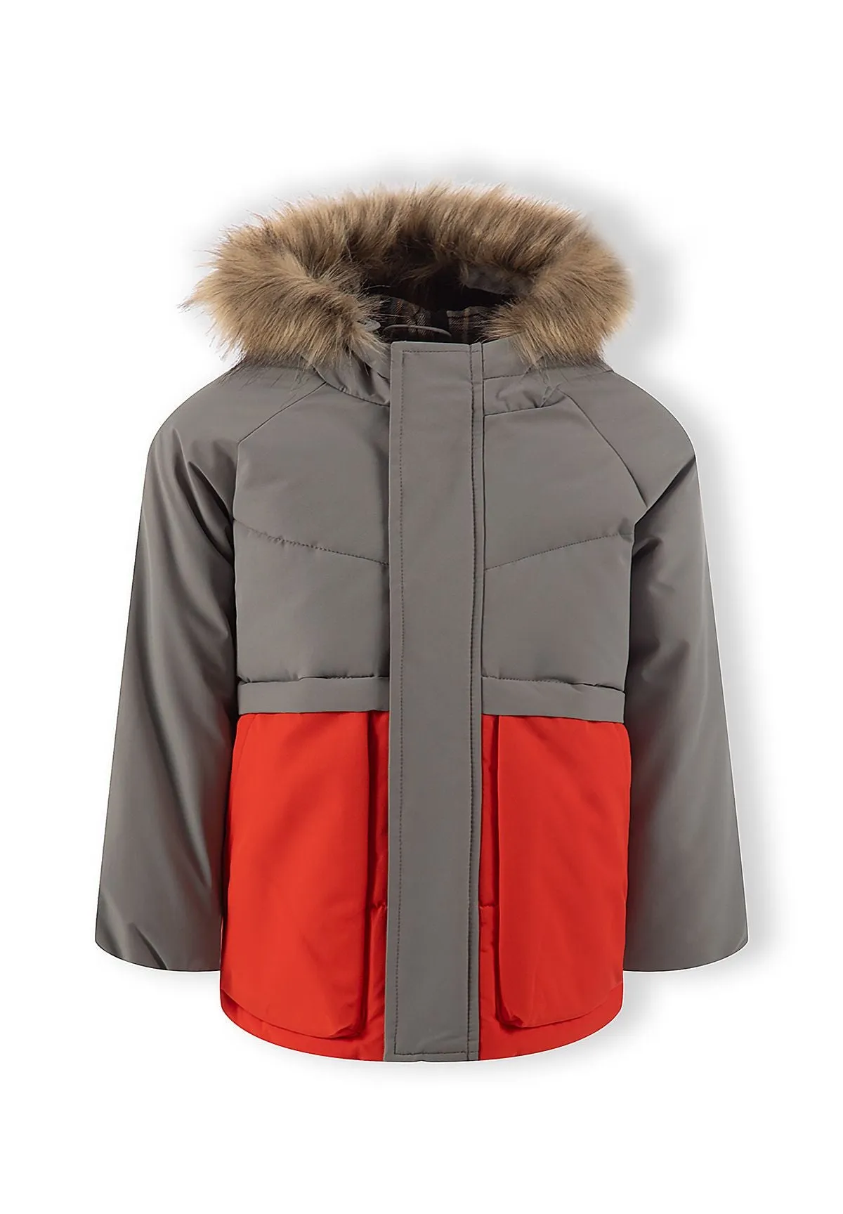 Minoti 45260 drengeparka rød ternet foer