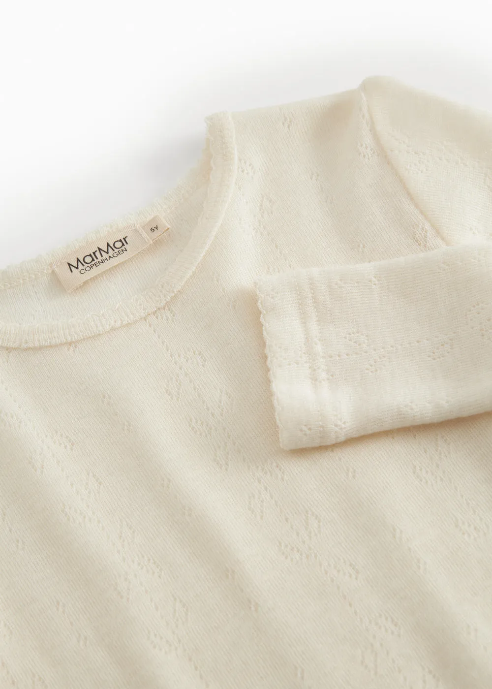 MarMar Tamra uld T-shirt Natural pointelle langærmet
