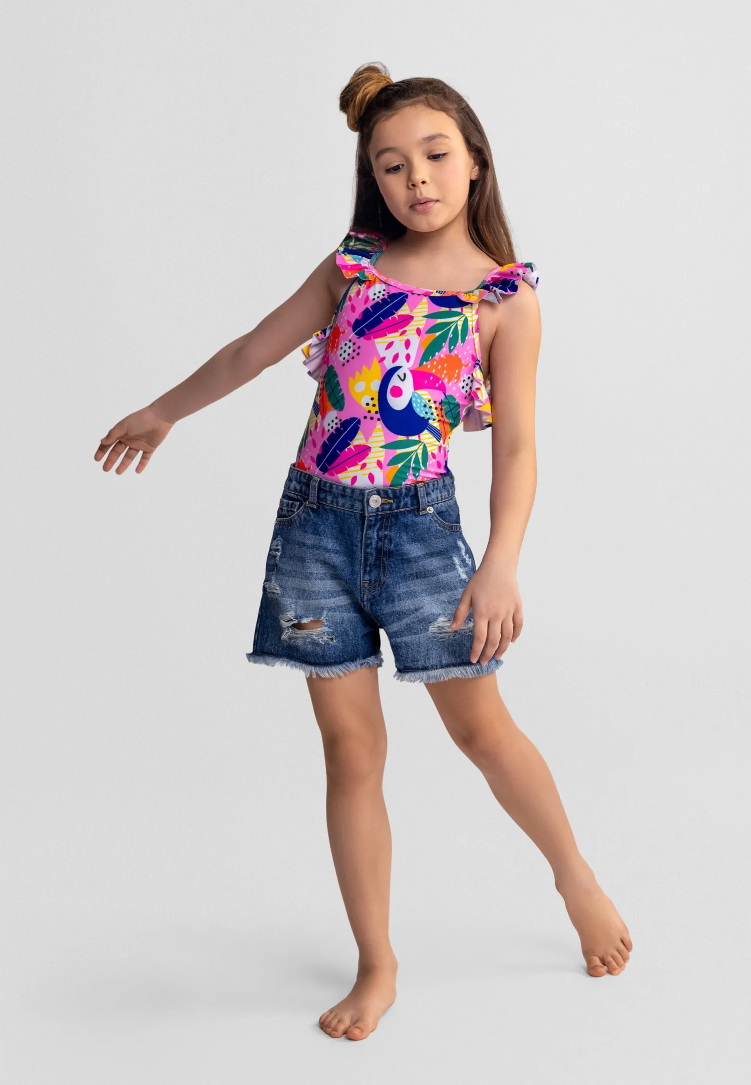Minoti 44937 pige denimshorts 2-pak lyseblå