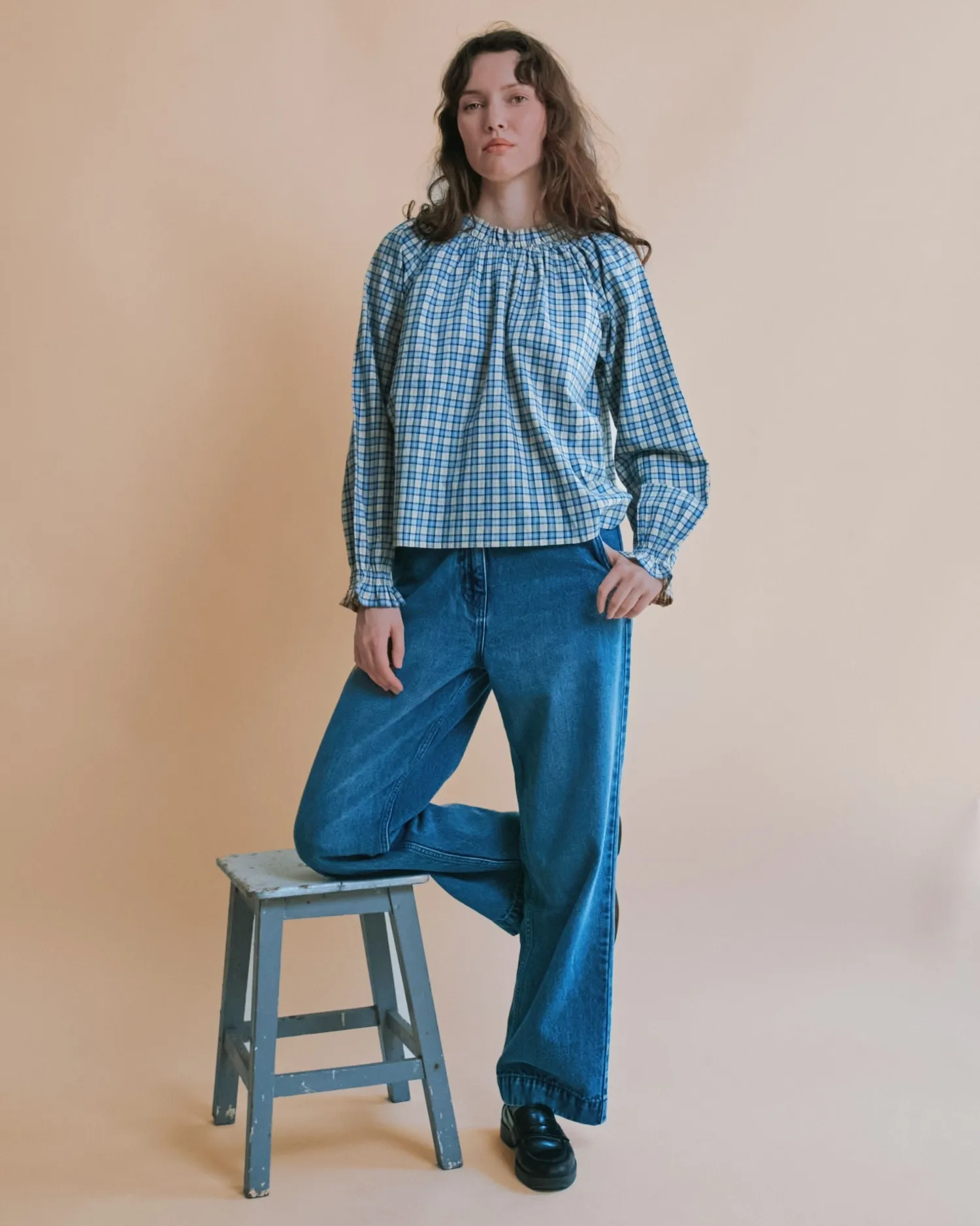 Emile et Ida Ewen jeans bleu denim wide lyseblå