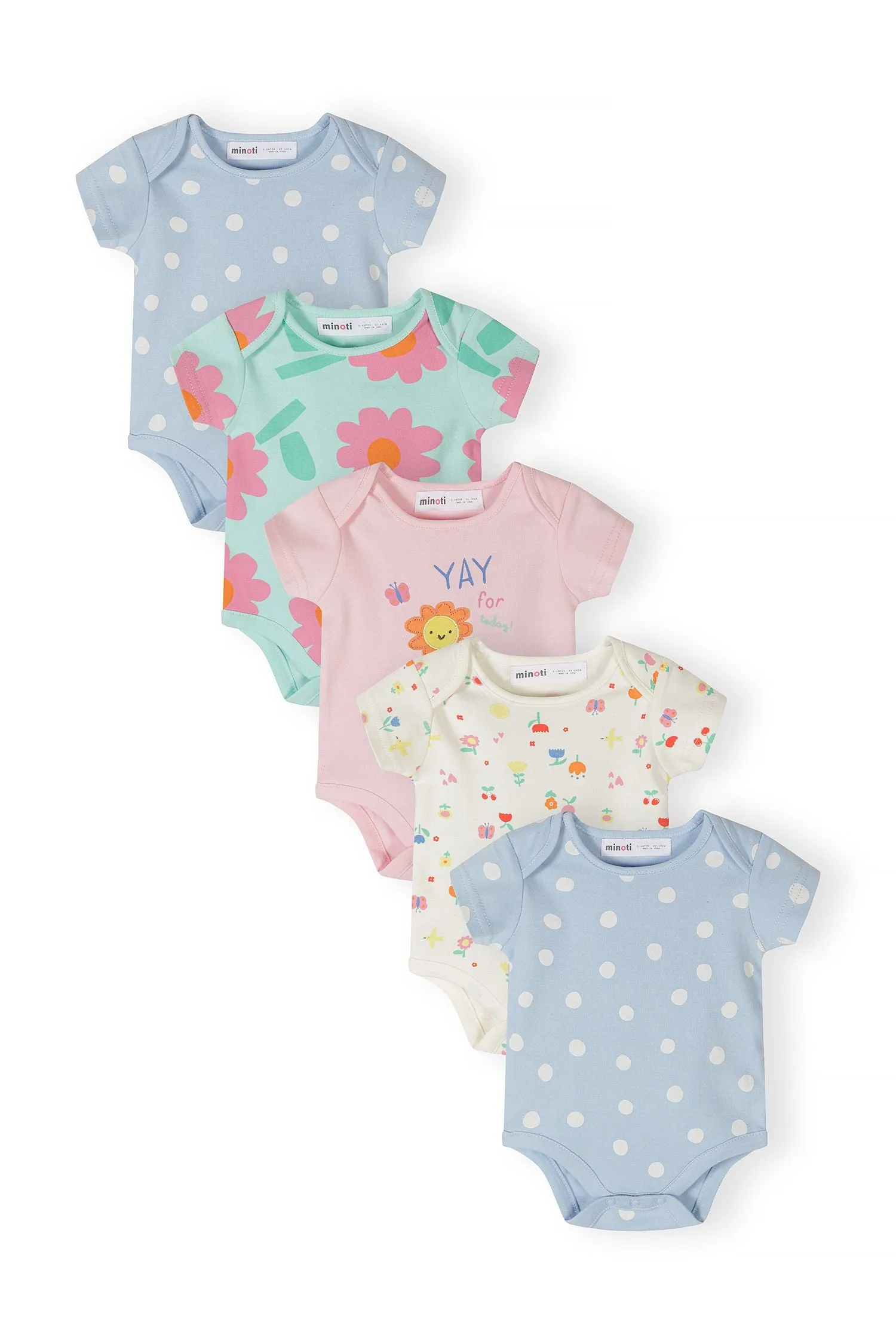 Minoti 44533 body 5-pak lyseblå blomster pige