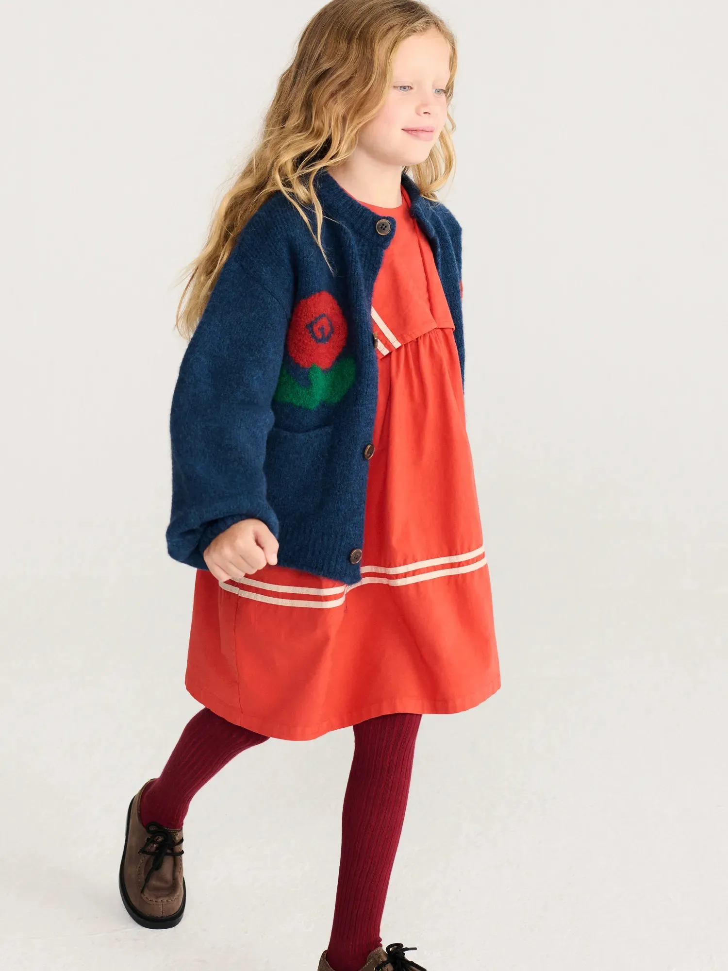 Bobo Choses Stamp Bloom cardigan 2-3Y mørkeblå