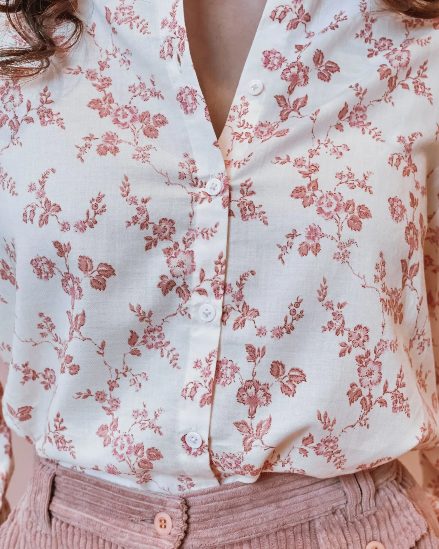 Emile et Ida skjorte ecru blomstret oversize økologisk