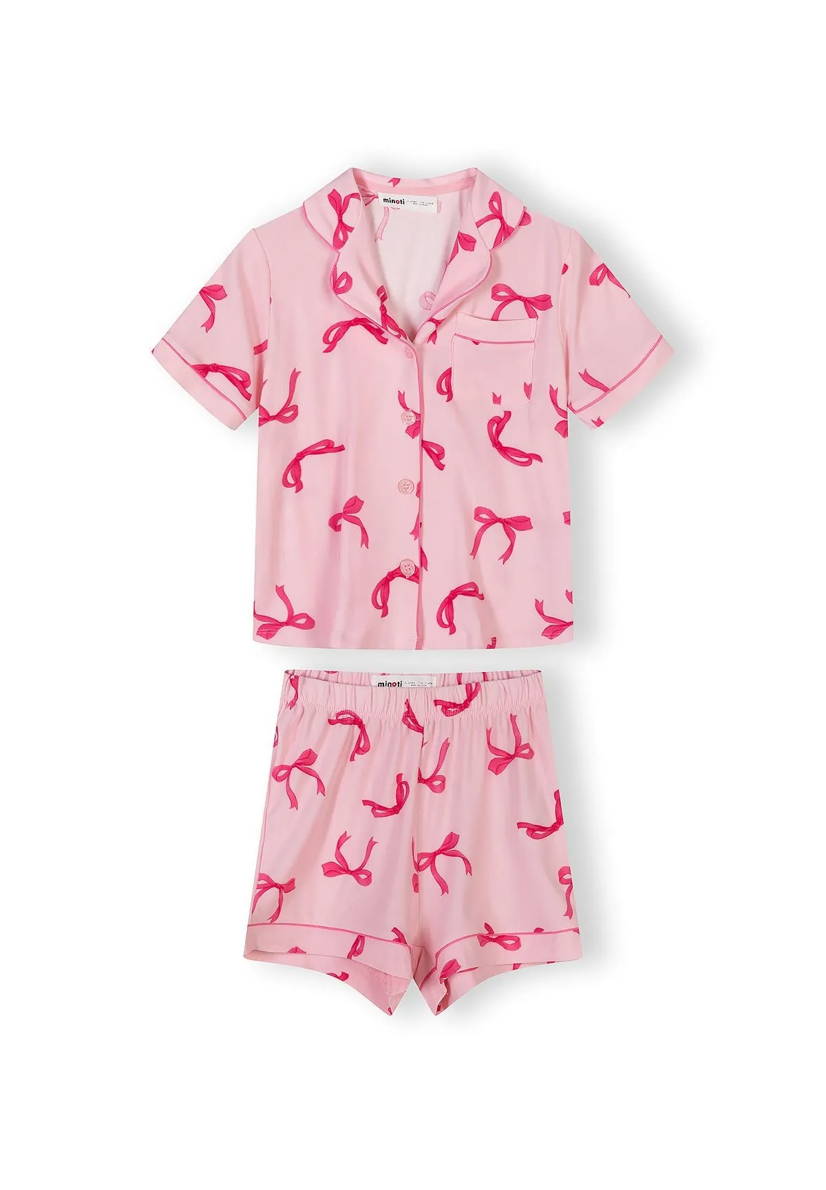 Minoti 44907 pyjamas lyserød sløjfeprint til piger