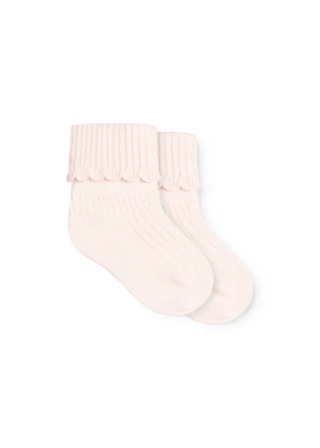 MarMar Newborn Socks Scallop 2-pak Rosa rib