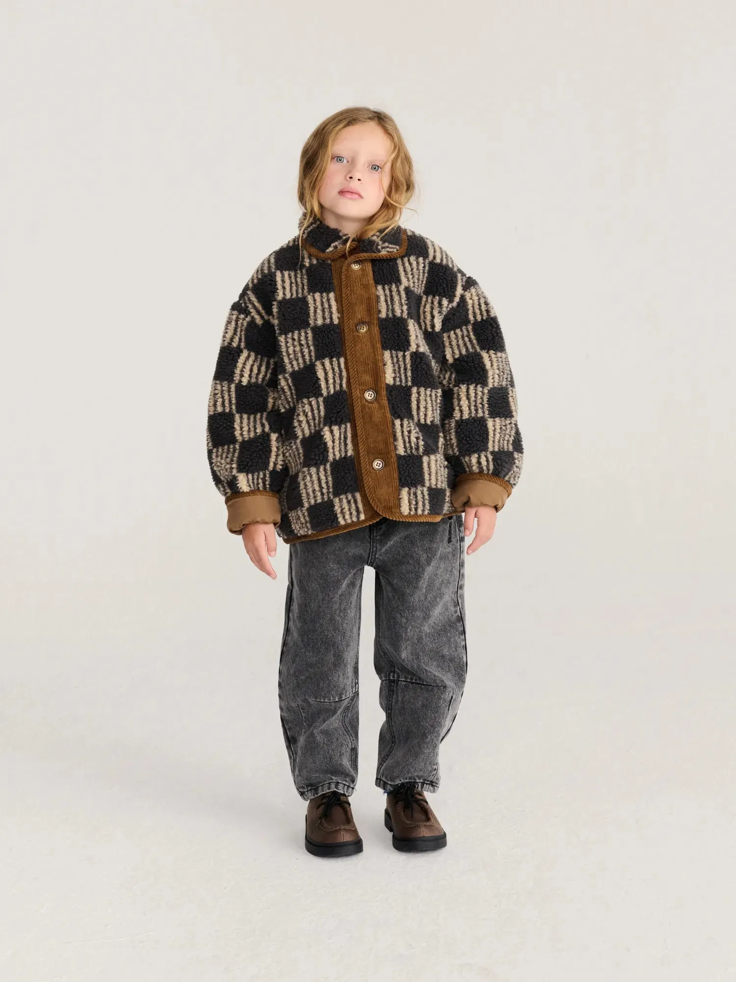 Bobo Choses Almost Moiré sheepskin jakke mørkegrå